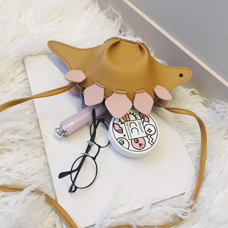 가방 2023 Fashion Girls Mini Coin Purse Dinosaur Design PU Crossbody Bag Kids Cartoon Hit Color Messenger Bags Women Shoulder Bags