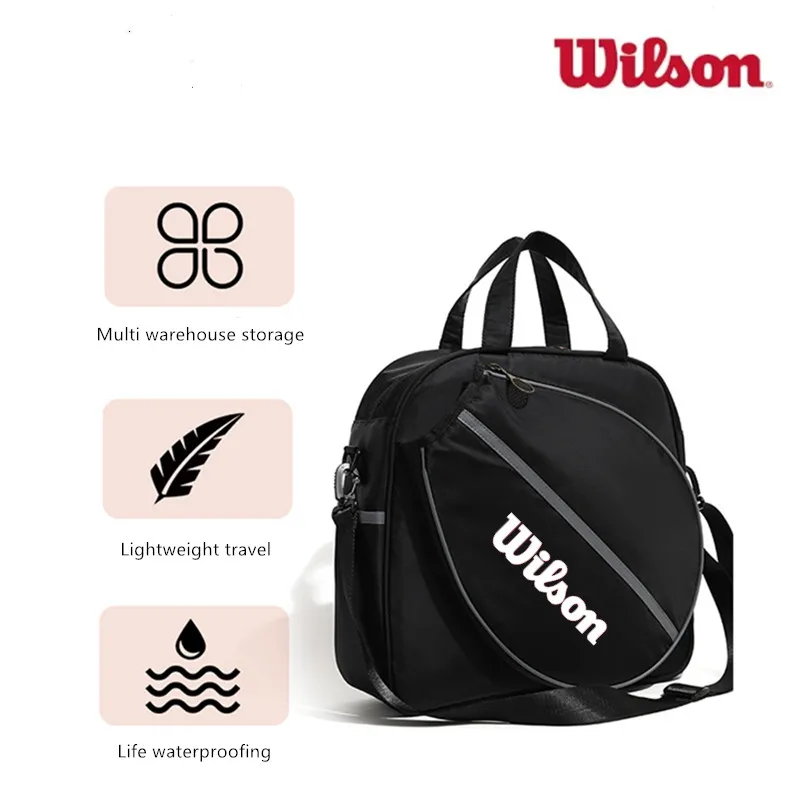 Bolsa de tenis Wilson, bolsa tipo cesta, bandolera de un solo hombro, bolsa de raqueta portátil de gran capacidad