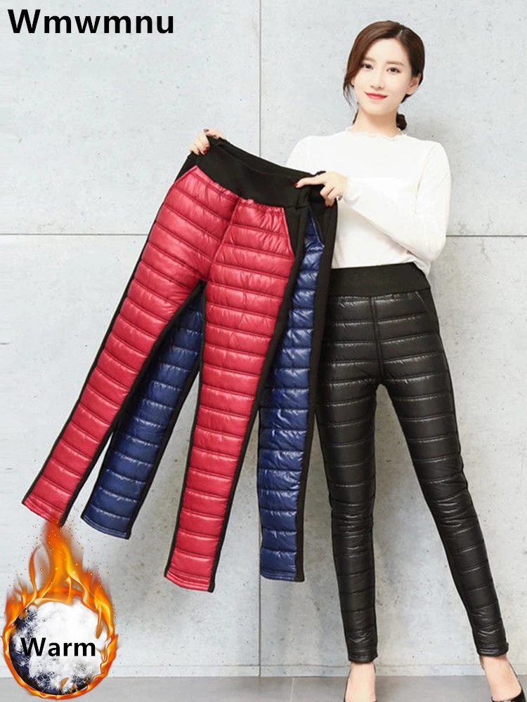 

Winter Thicken Warm Pencil Pants Casual High Waist Down Cotton Pantalones Women Big Size 4xl Slim Velvet Lined Leggings Spodnie