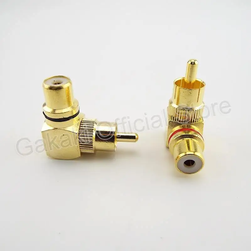 4pcs RCA Right Angle Male To Female Connector 90 Degree Plug Adapters L type F to M Audio Connectors Brass Gold Plated