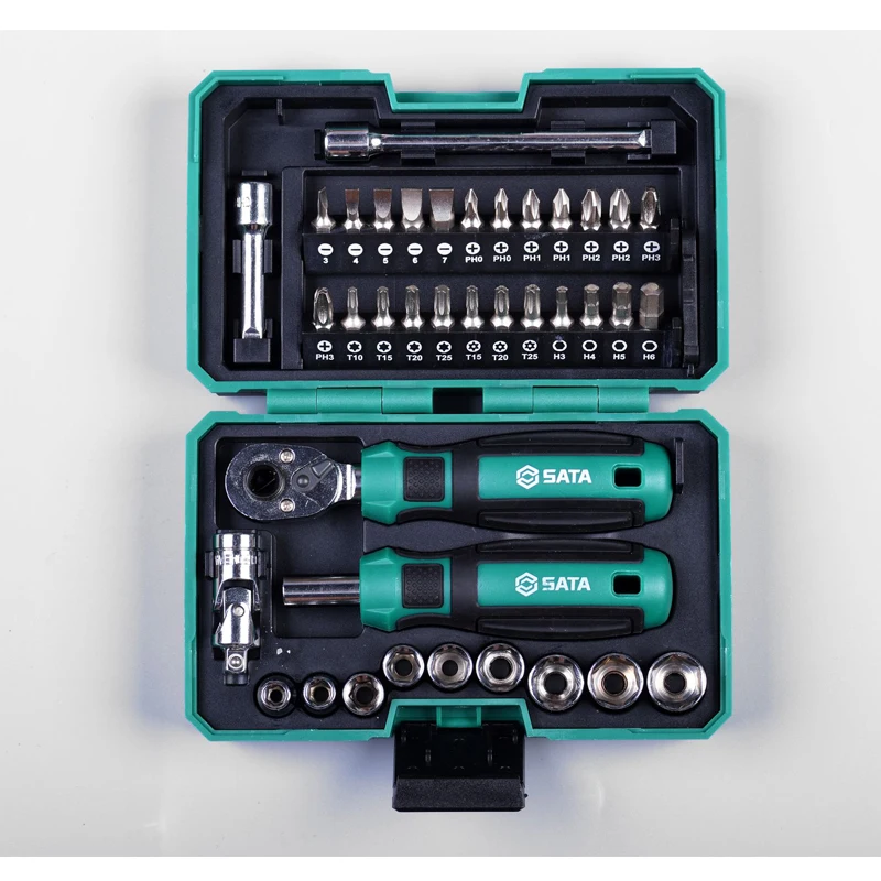 SATA 05498 38 Piece Ratchet Wrench And Screwdriver Comprehensive Set High Hardnes Swear Resistant  Durable