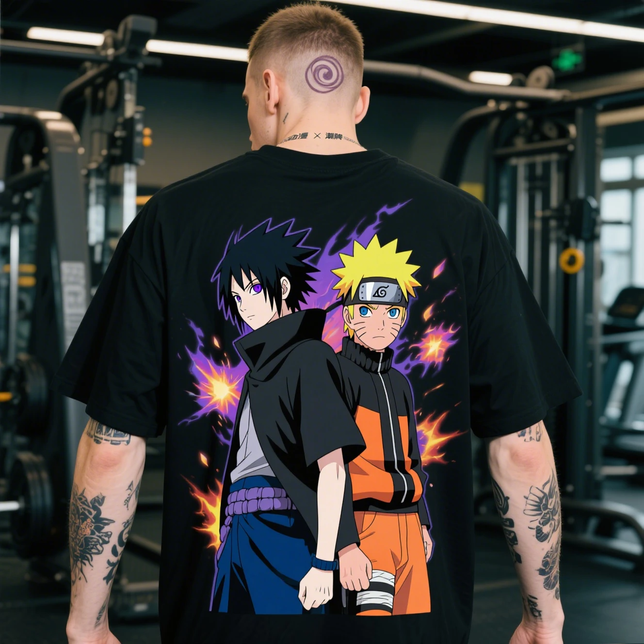 

2025 Summer Pure Cotton Round-neck Short-sleeved T-shirts for Men and Women From The Famous Anime "Naruto: Uchiha Sasuke Naruto"