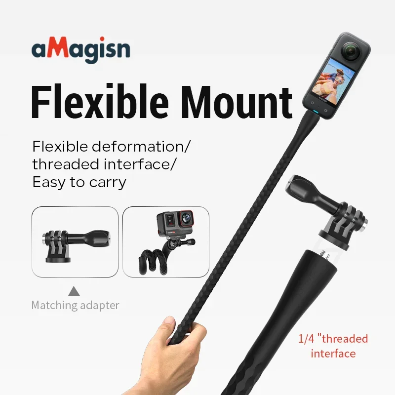 Flexible Selfie Stick Bracket For Free Shaping Suitable For Gopro Insta360 X3 x4 X2 Go3/RS/GO 3 OSMO Action 3 Car Vlog Shooting