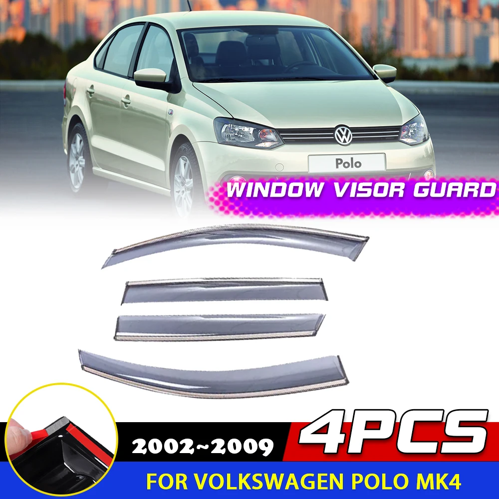 

Windows Visor for Volkswagen VW Polo Mk4 Vivo Sedan 9N 2002~2009 Door Vent Deflector Smoke Guard Awnings Rain Eyebrow Accessorie