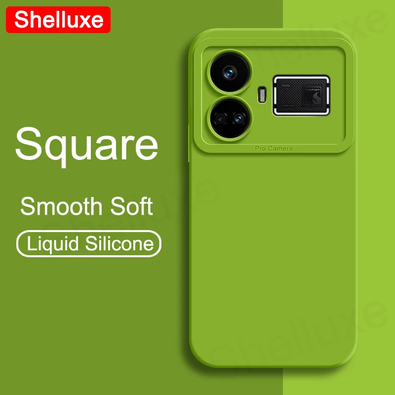 

For RealmeGT5 Case Shelluxe Square Liquid Silicone Soft Cover For OPPO Realme GT 5 5Pro 3 2 2Pro GT5 GT3 GT2 Pro 5G Phone Cases