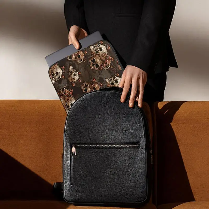 Чехол для ноутбука 15 дюймов с черепом, водонепроницаемый чехол для ноутбука, портативный портфель для компьютера для женщин и мужчин