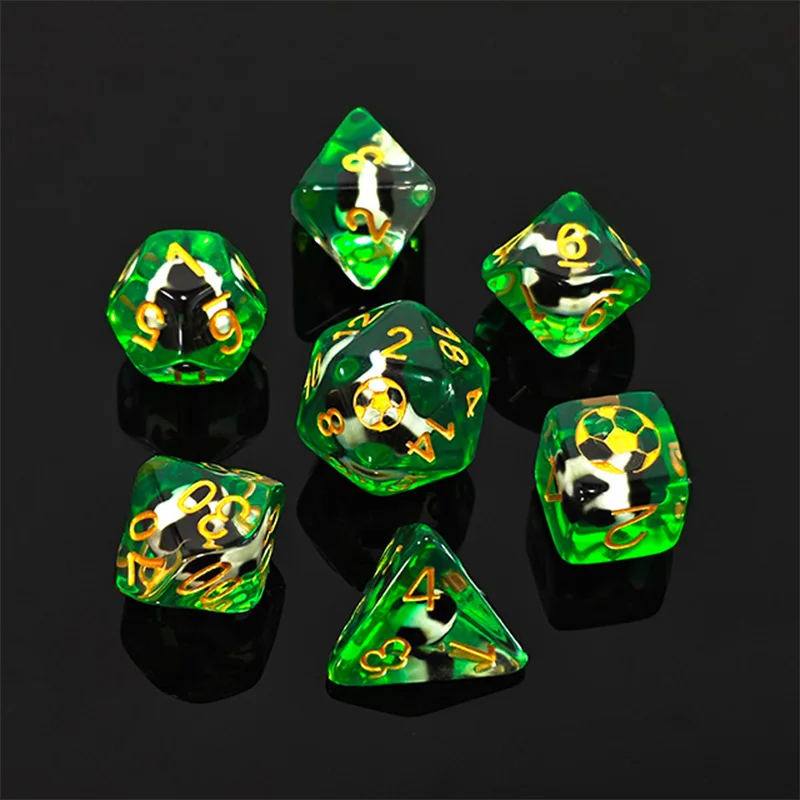 7Pcs/Set Resin DND Dices Polyhedral Football Themed Dices Role Playing Board Table Game Accessories Desk Entertainment Toy