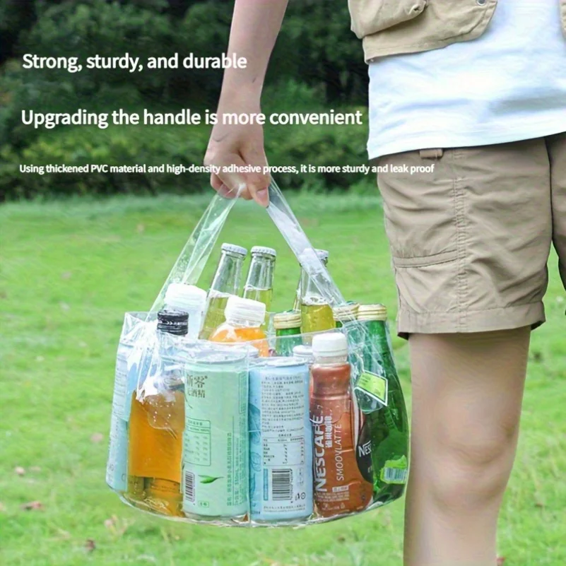 Bolsa de cubo de agua plegable portátil, lavabo de agua de PVC con asa para pescar, acampar al aire libre, cubo para lavar frutas y verduras, 2 uds.