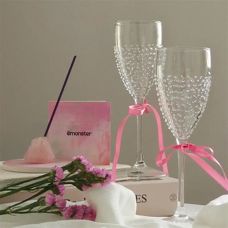 Handmade Gem Stone Glass Champagne Wine Goblet Cup Starlight Sparkling Glass High Borosilicate Heat Resistant  Glass