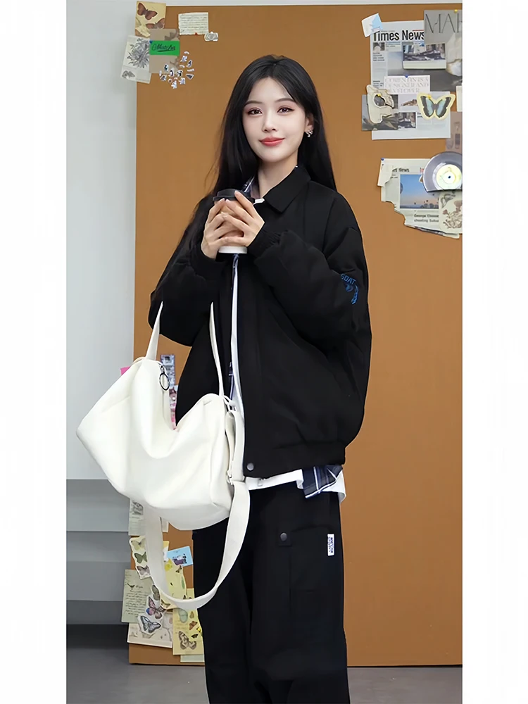 

Ретро-куртка в американском стиле с замшевым воротником, мужская зимняя модная утепленная куртка Cleanfit для пар, повседневная свободная верхняя одежда