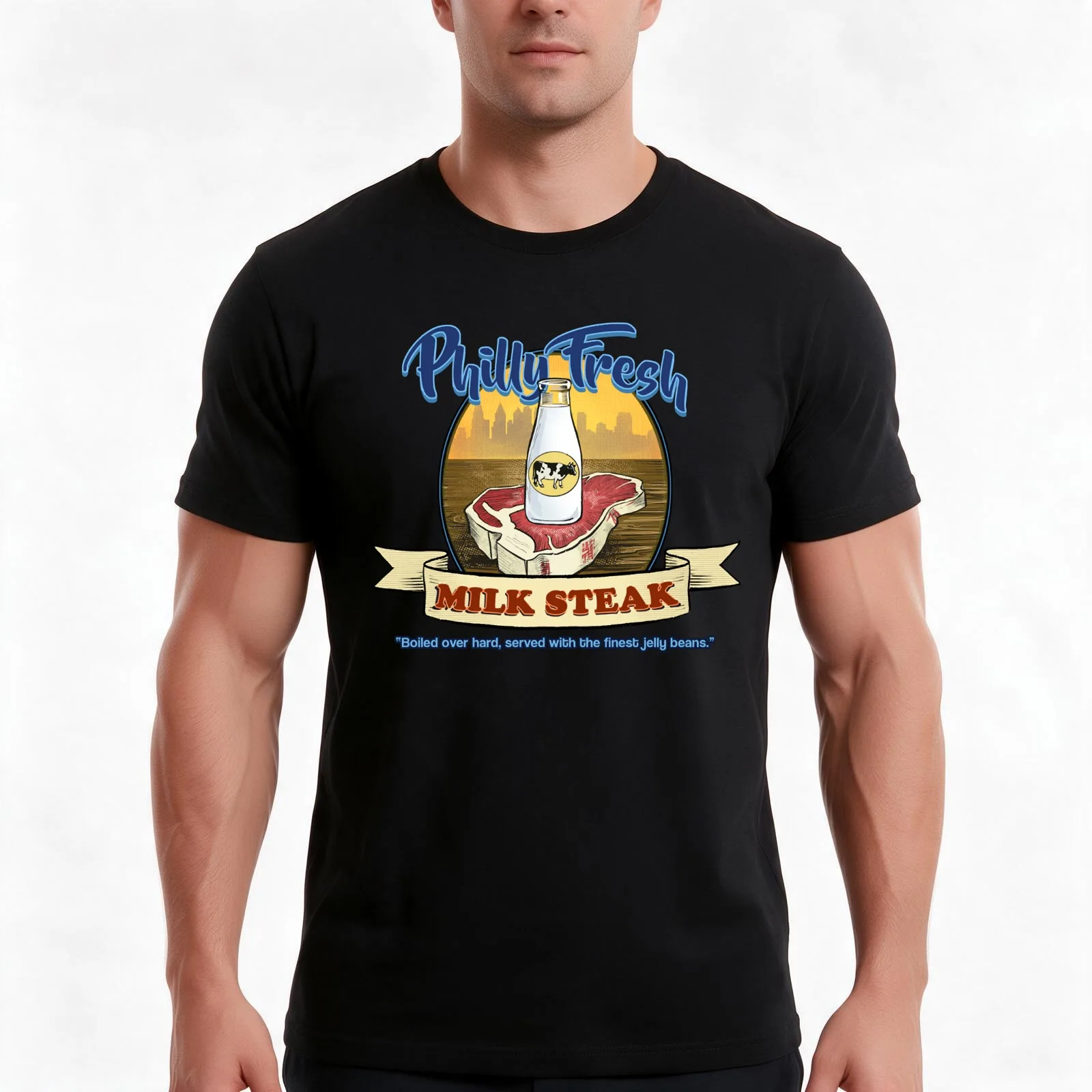 Milk Steak Graphic Mens Best T-Shirt, Summer Casual Cotton Tee, Oversized Streetwear Tops, Vintage Graphic Print, 100% Cotton
