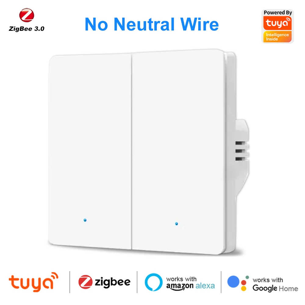 Tuya Zigbee 3.0 Smart Life Eu Drukknop Lichtschakelaar Geen Neutrale Draad Geen Condensator Nodig Ondersteuning Alexa Google Home Yandex Alice