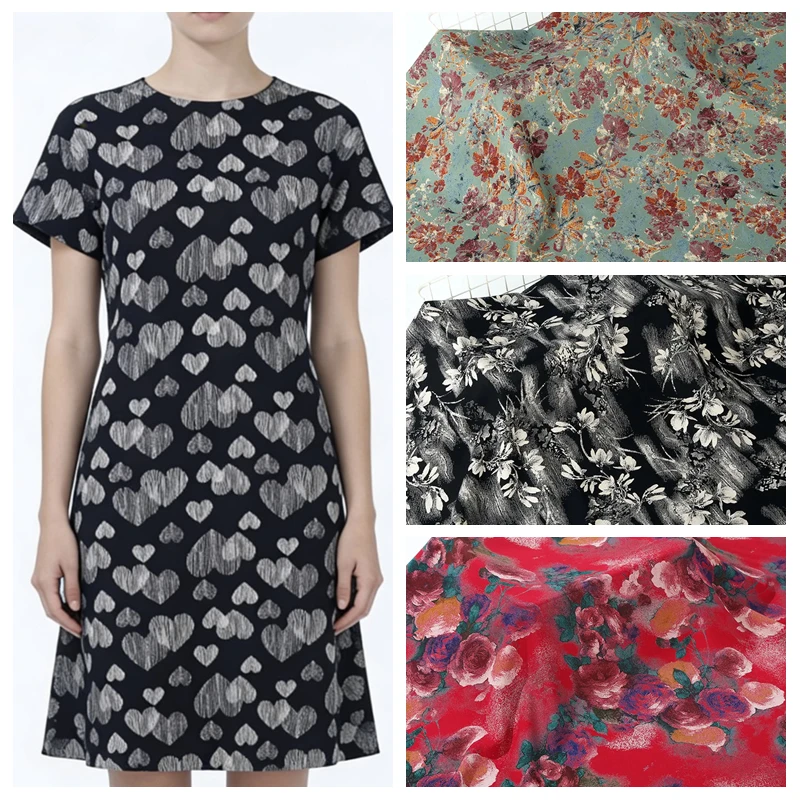 

Printed Rayon Fabric By The Meter for DIY Clothing Skirts Pants Dresses Cheongsam Pajamas Sewing Flower Slub Cloth Comfortable