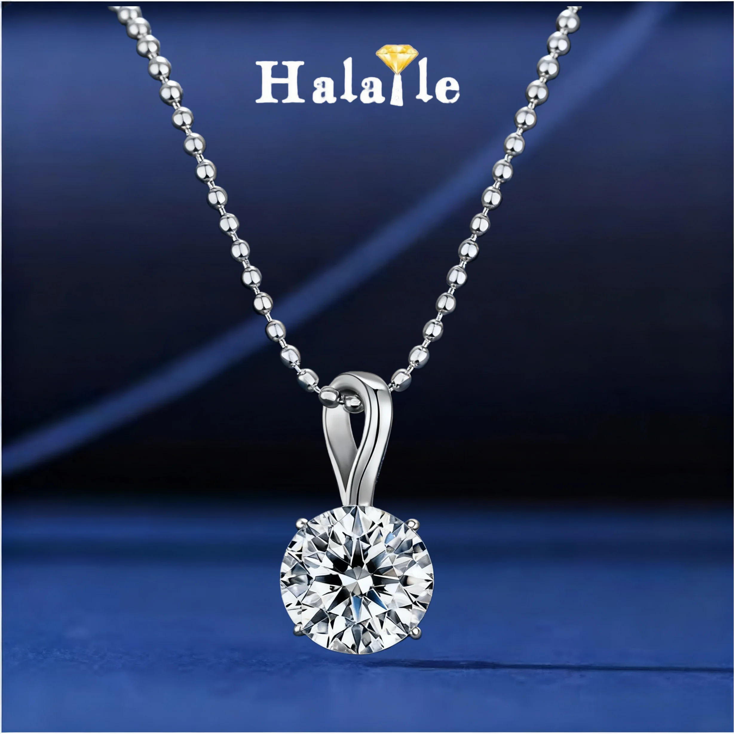 

Halaile 1CT Moissanite Round Pendant Necklace S925 Sterling Silver For Women Sparkling Fine Jewelry Light Luxury Engagement Gift