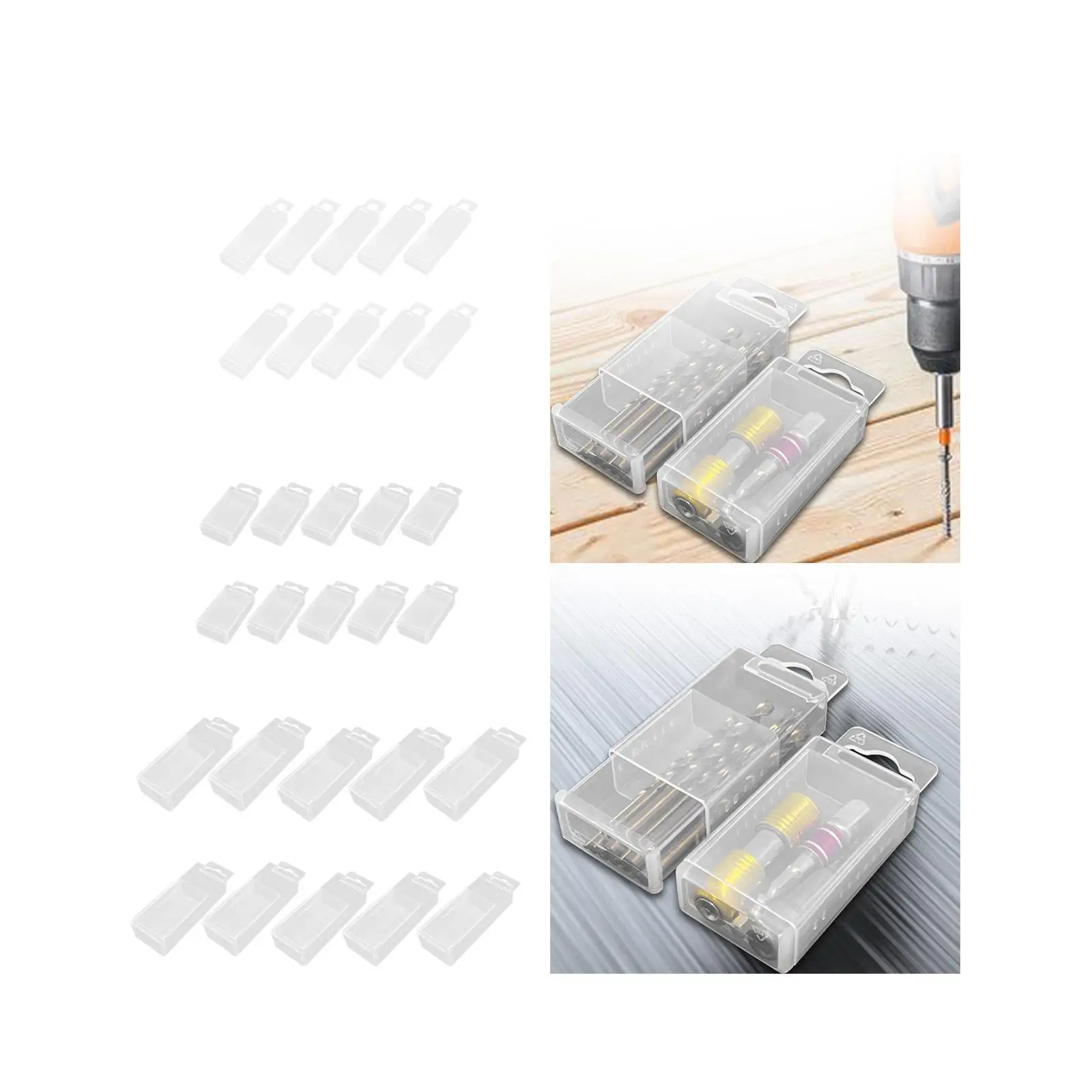 10Pcs Drill Bit Storage Box Tool Box Parts Twist Drill Box Drill Milling Cutter Box Countersink Drill Bit Storage Container