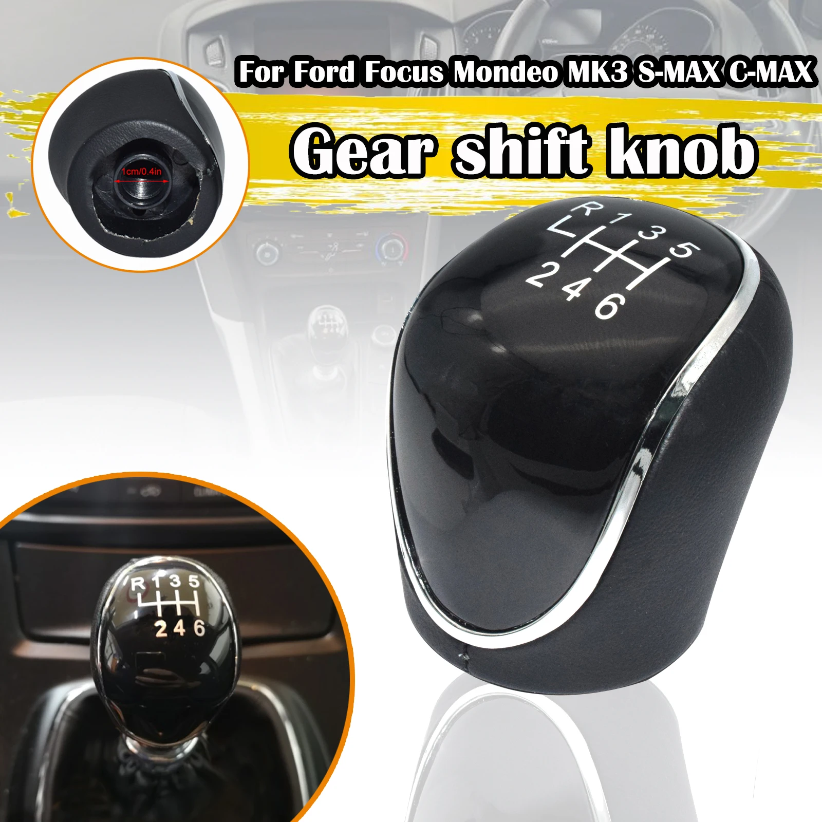 

6 Speed Gear Shift Knob For Ford Mondeo Mk4 S-Max Focus Mk2 Kuga Lexus IS XE20Leather Shifter Lever Arm Headball Car Accessories