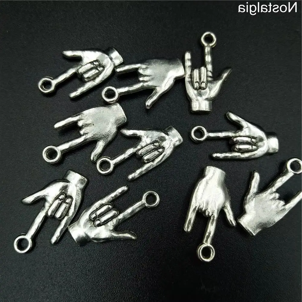 30Pcs Charm I love you gesture Sign Language pendant 23*13mm Antique Handmade Jewelry Making DIY Alloy accessories
