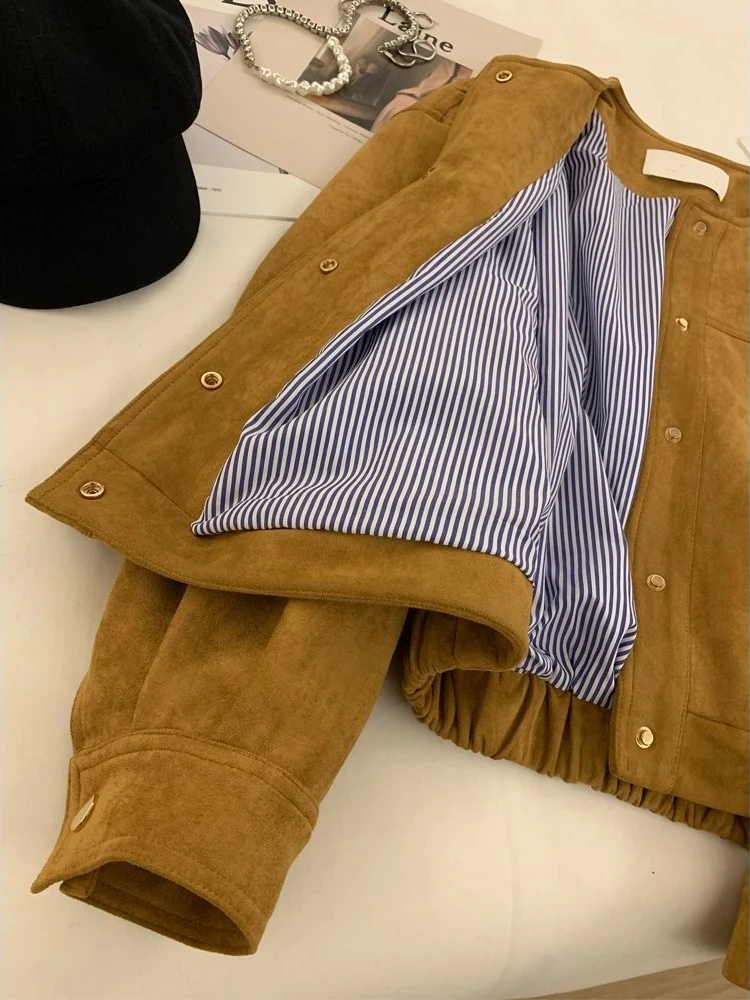 Camel Jackets Women Vintage Long Sleeve Loose Spring Korean Style All-match Design Leisure Simple Female Streetwear Fashion New