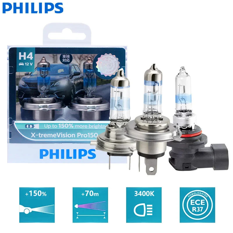 

Philips H1 H4 H7 12V X-treme Vision Pro150 Bright White Lamps H11 HB3 HB4 HIR2 Halogen Light 9005 9006 9012 Car Genuine Bulbs 2X