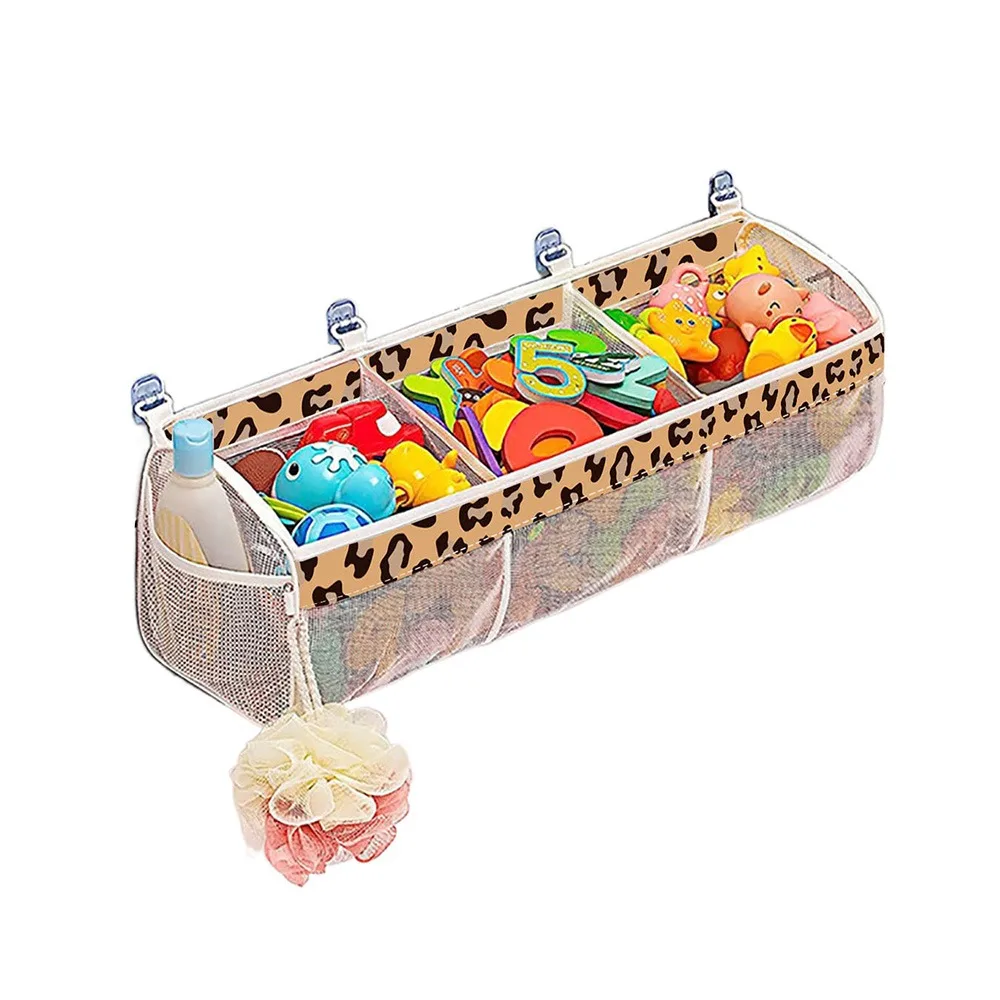 

Large Openings Bathroom Toy Storage Bag Breathable 3 Compartment Bath Storage Holder with Sticky Hook Large Capacity