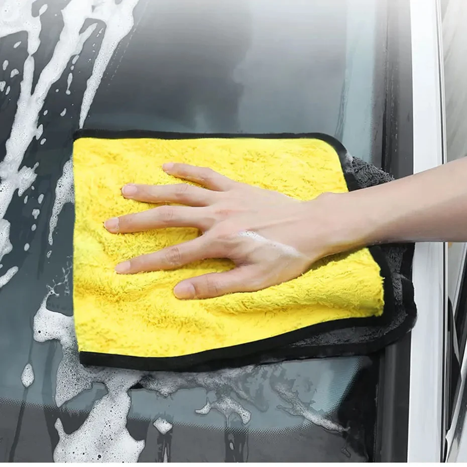 Microfiber Car Washing Towel 400GSM Double-Sided Coral Velvet Clean Towels High Water Absorption Car Wash Drying Cloth