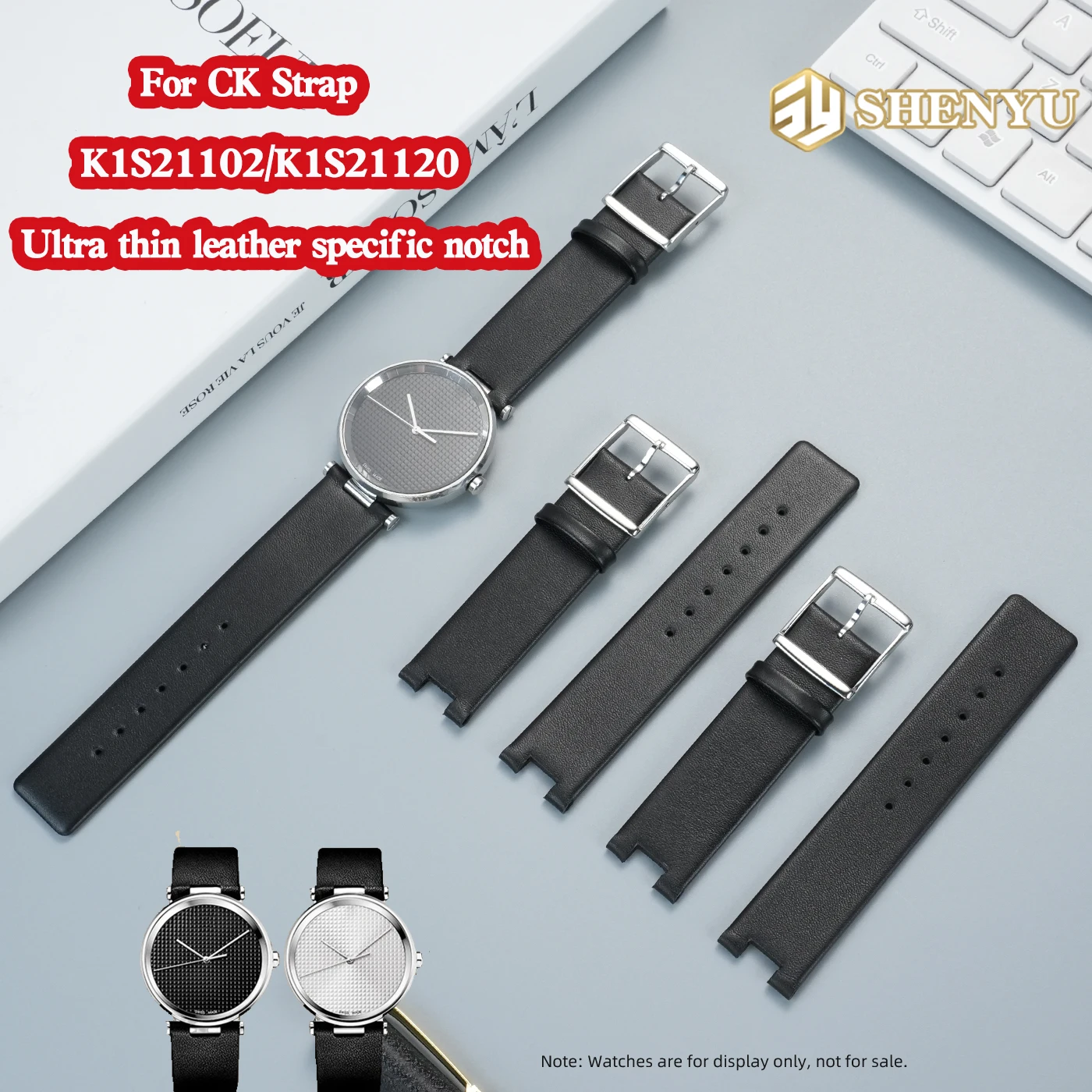 لساعات كالفن كلاين K1S21102/K1C21120 سلسلة ساعات جلدية للرجال والنساء سلسلة ساعات CK جلد البقر حزام ساعة أسود 20 مللي متر