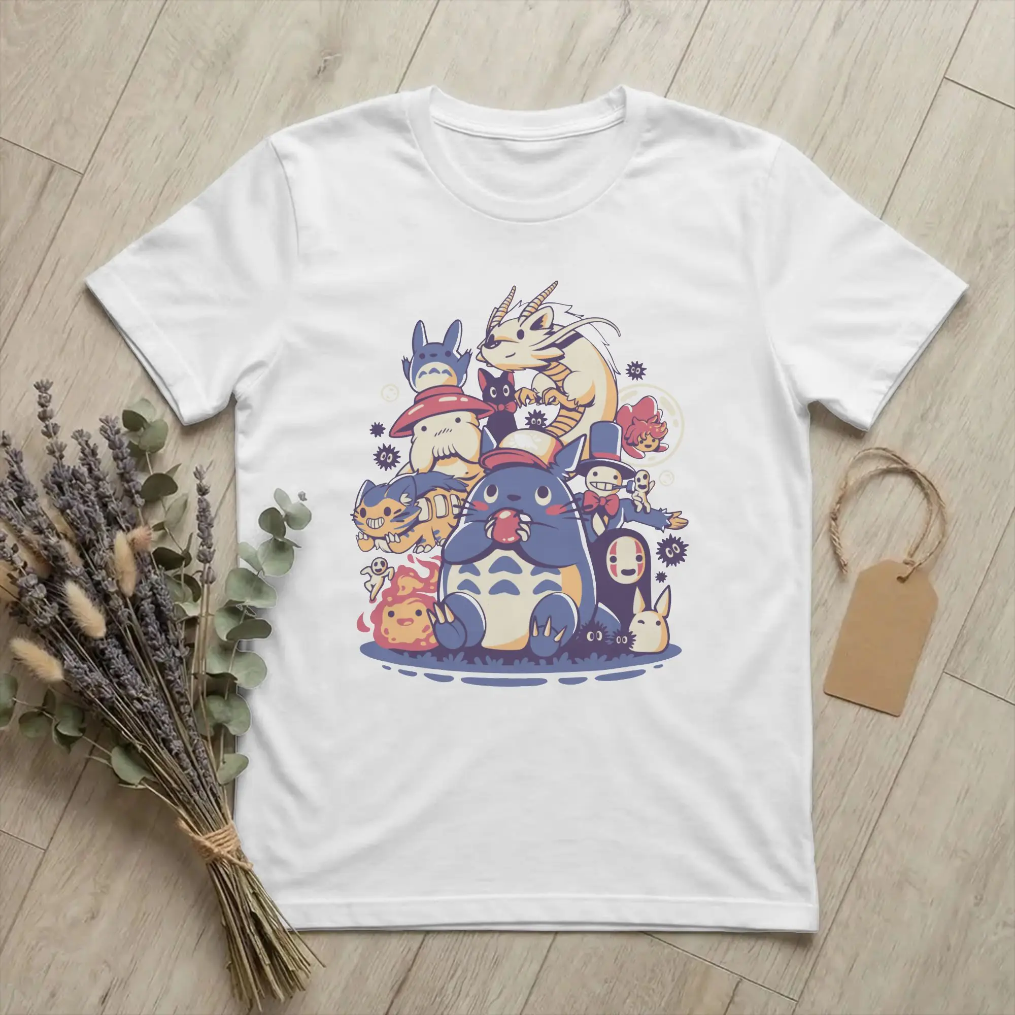 Creatures T-Shirt Men Women Hayaos Miyazakis Funny Pure Cotton Tees Crewneck Short Sleeve T Shirt 6XL Clothes