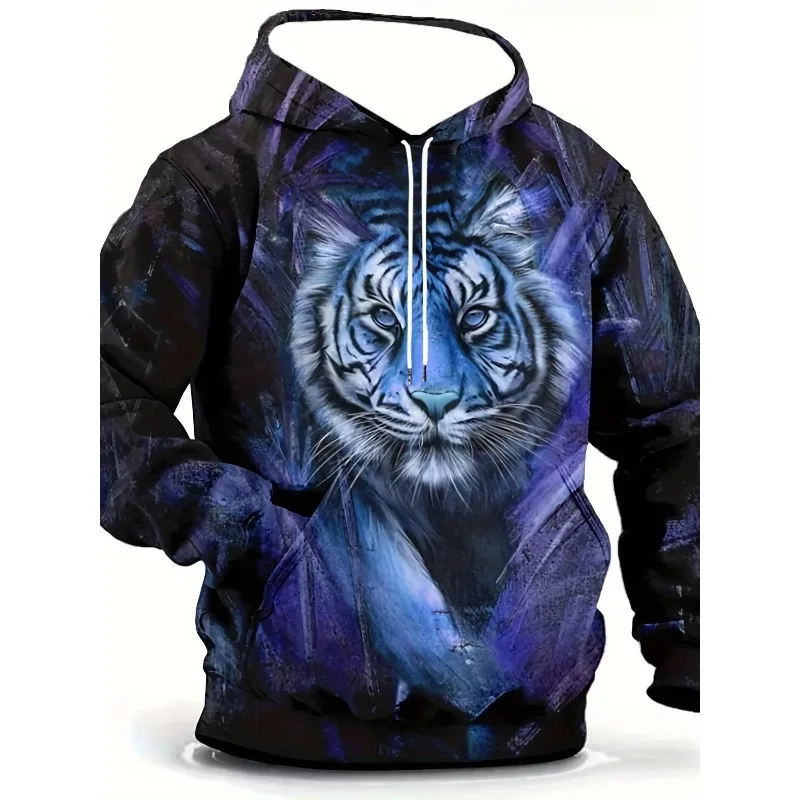 2025 جديد الرجال هوديي ثلاثية الأبعاد مطبوعة الاستبداد النمر نمط محايد موضة كول طباعة عادية مناسبة لارتداء اليومي #5