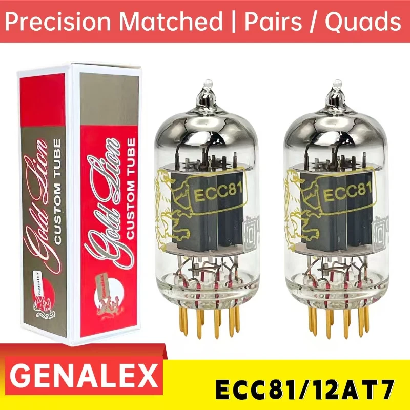 Genalex Gold Lion ECC81 12AT7 B739 Gold Pin Vacuum Tube - Audiophile Grade Preamp for HiFi & Studio
