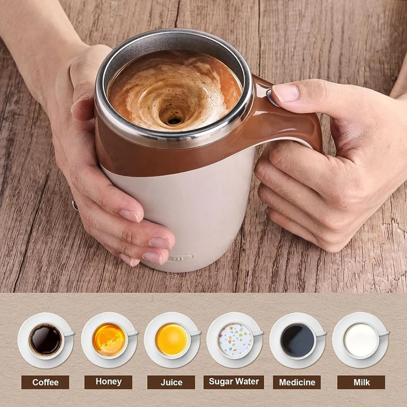 2PCS Lazy Coffee Stirring Cup Auto Stirring Cup Magnetic Rotating Electric Milk Cup Mark Cup 304 Stainless Steel Easy Install