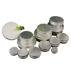 5/10/15/20/30/50/60/80/100/110/150/200g Silver Refillable Round Aluminum Box Metal Tin Cans Cosmetic Cream DIY Empty Jar Tea Pot