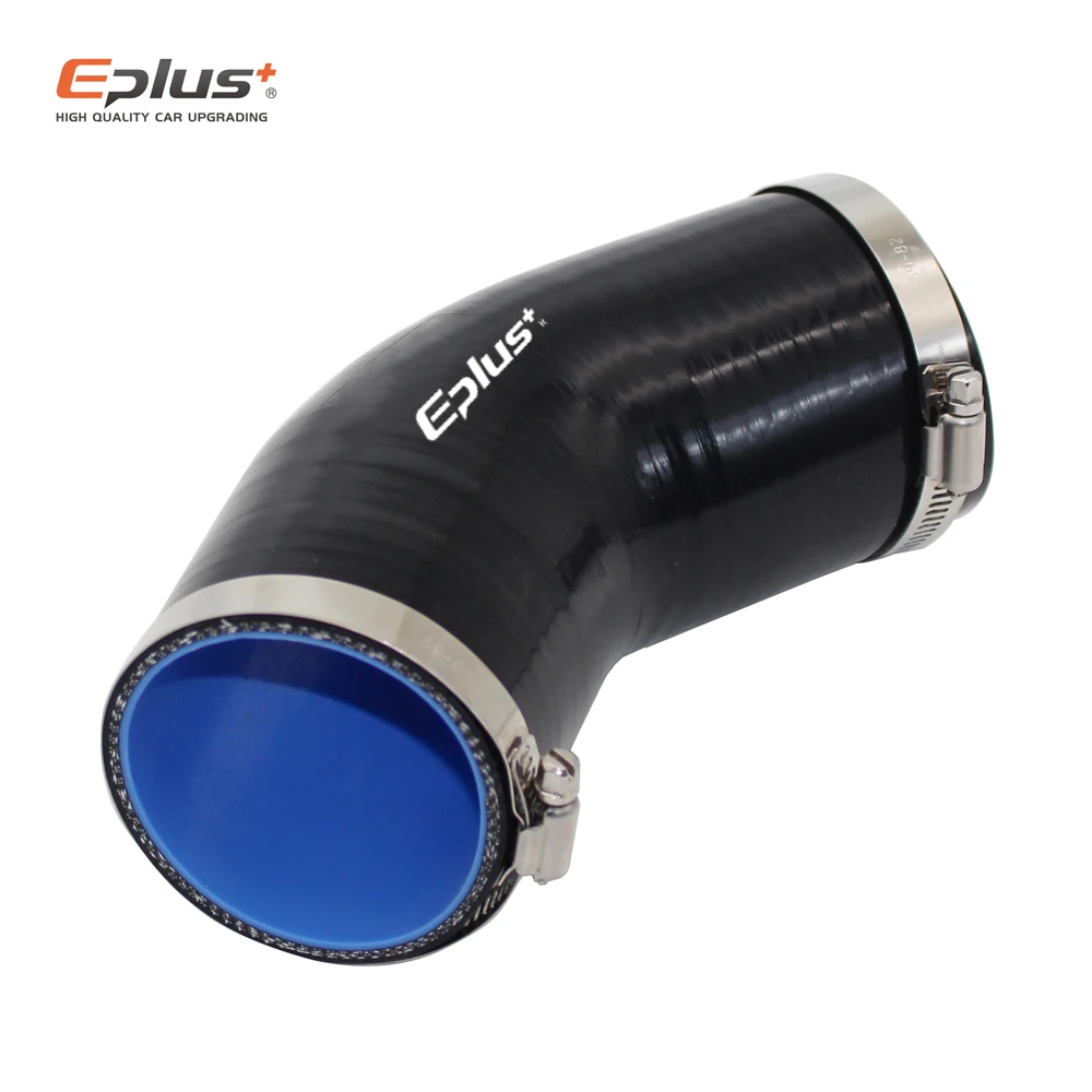 EPLUS Universeller Silikonschlauch, 45-Grad-Anschluss, Auto-Ladeluftkühler, Turbo-Ansaugrohr, Silikagel-Kupplung, Schwarz, mehrere Größen