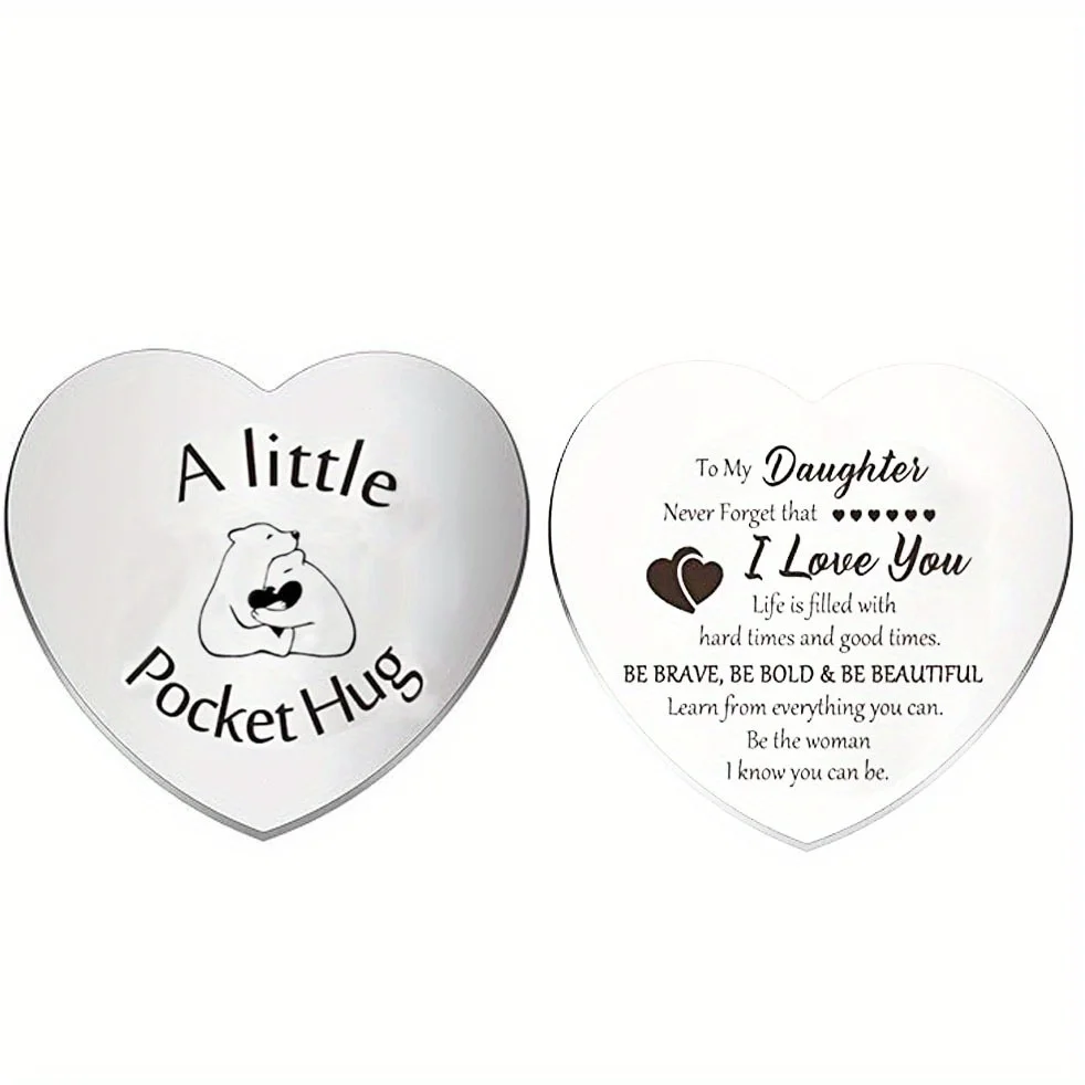 1 قطعة رمز عناق الجيب أحبك سلسلة مفاتيح مزدوجة الجوانب من الفولاذ المقاوم للصدأ