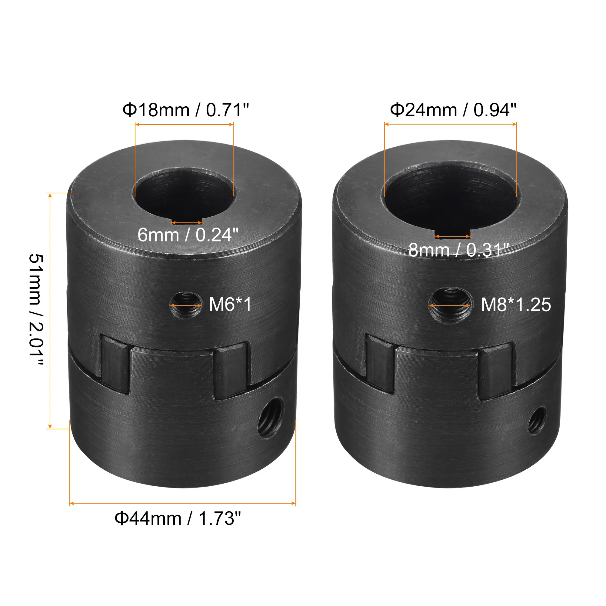 uxcell Flexible Coupling Shaft 18mm to 24mm 51mm x 44mm Motor Coupler Joint