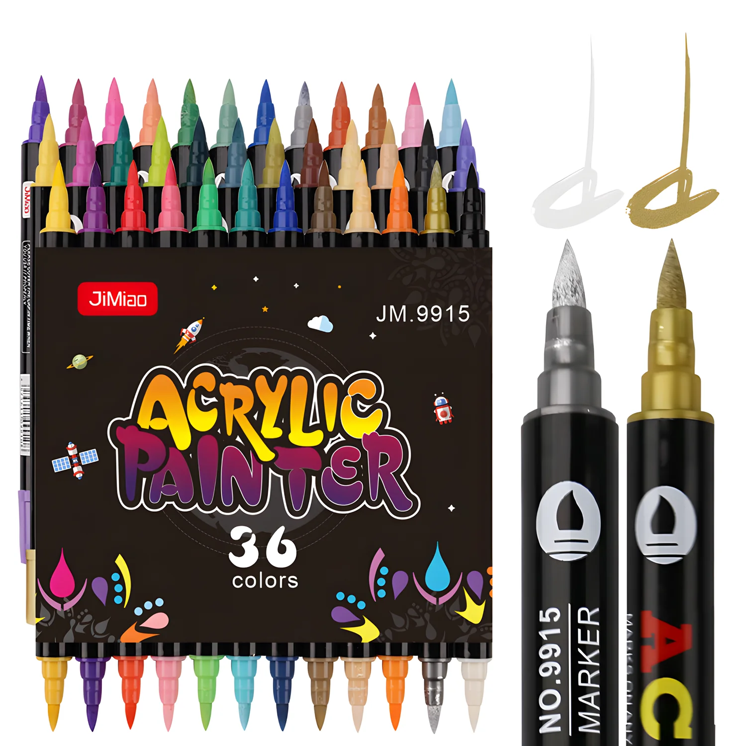 

24/48/72 Colors Double Nib Acrylic Markers,Paint Pens,Dual Color Art Markers Brush Pen Dual Tip for DIY Crafts, Graffiti, Cloth