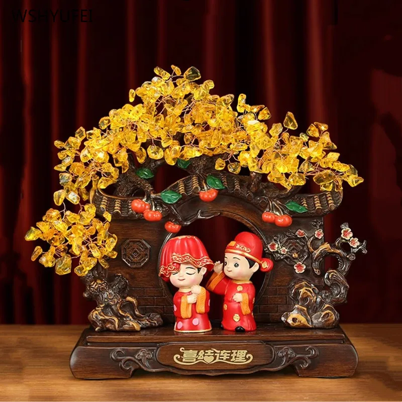 Home decoration accessories Wedding gift Feng Shui ornaments Wealth Tree Valentine's Day gift Resin crafts