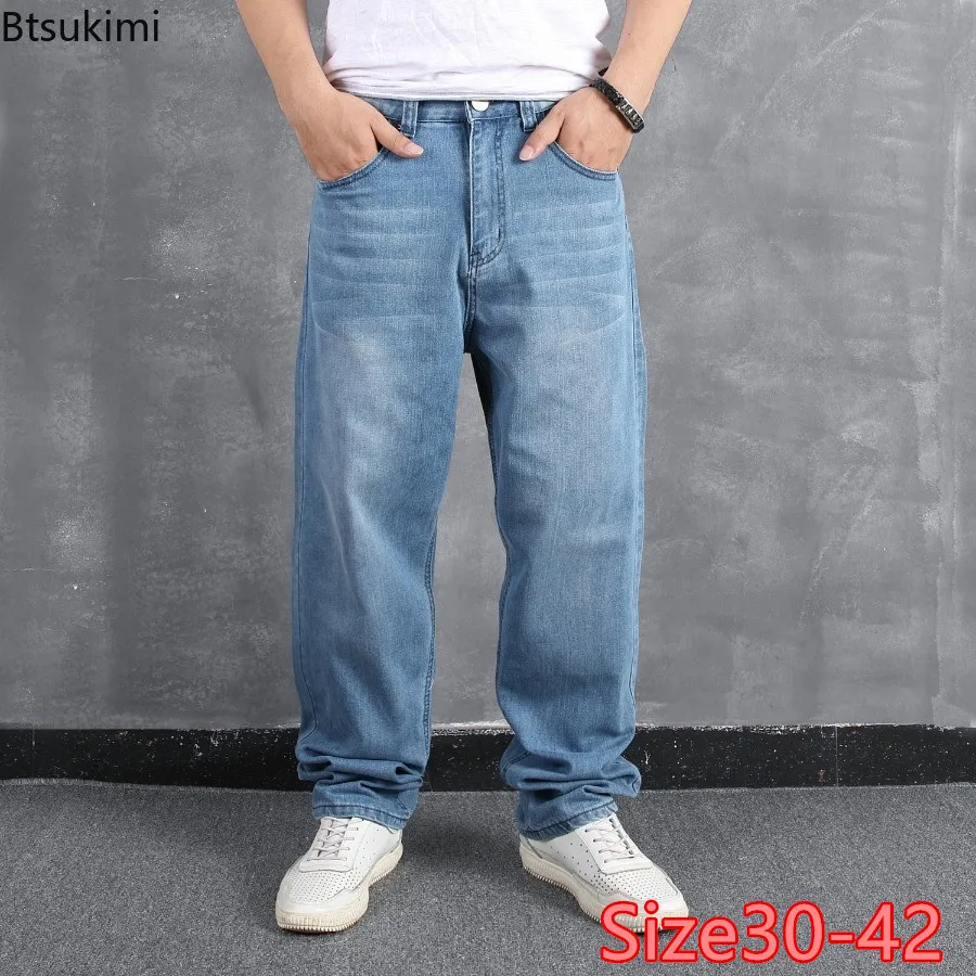 Jeans casual solto masculino, calça reta, extragrande, estilo de rua, hip hop, calça jeans bonito, chique, versátil, moda masculina, 2024