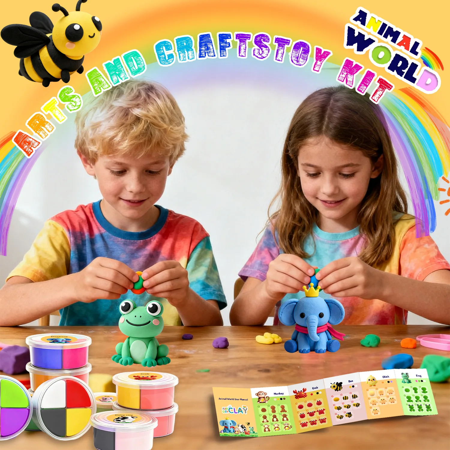 Ocean Theme Air Dry Clay Kit Children DIY Marine Animal Sculpting Clay Set with Guide Book Tools