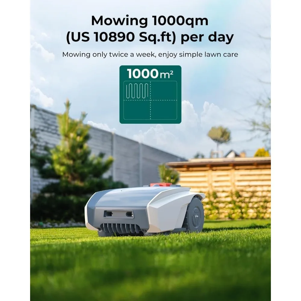 with GPS Navigation and Boundary Wire, Mows Up to 10980 sq.ft per Day, APP Control with Schedule, Grid-Shaped Mowing Path,