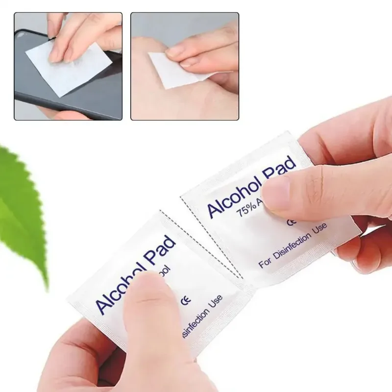 50/100 Buah/Kotak Bantalan Kapas Alkohol Sekali Pakai Tisu Disinfektan Tablet Alkohol Pembersih Kulit Alat Perawatan Telinga Tersumbat