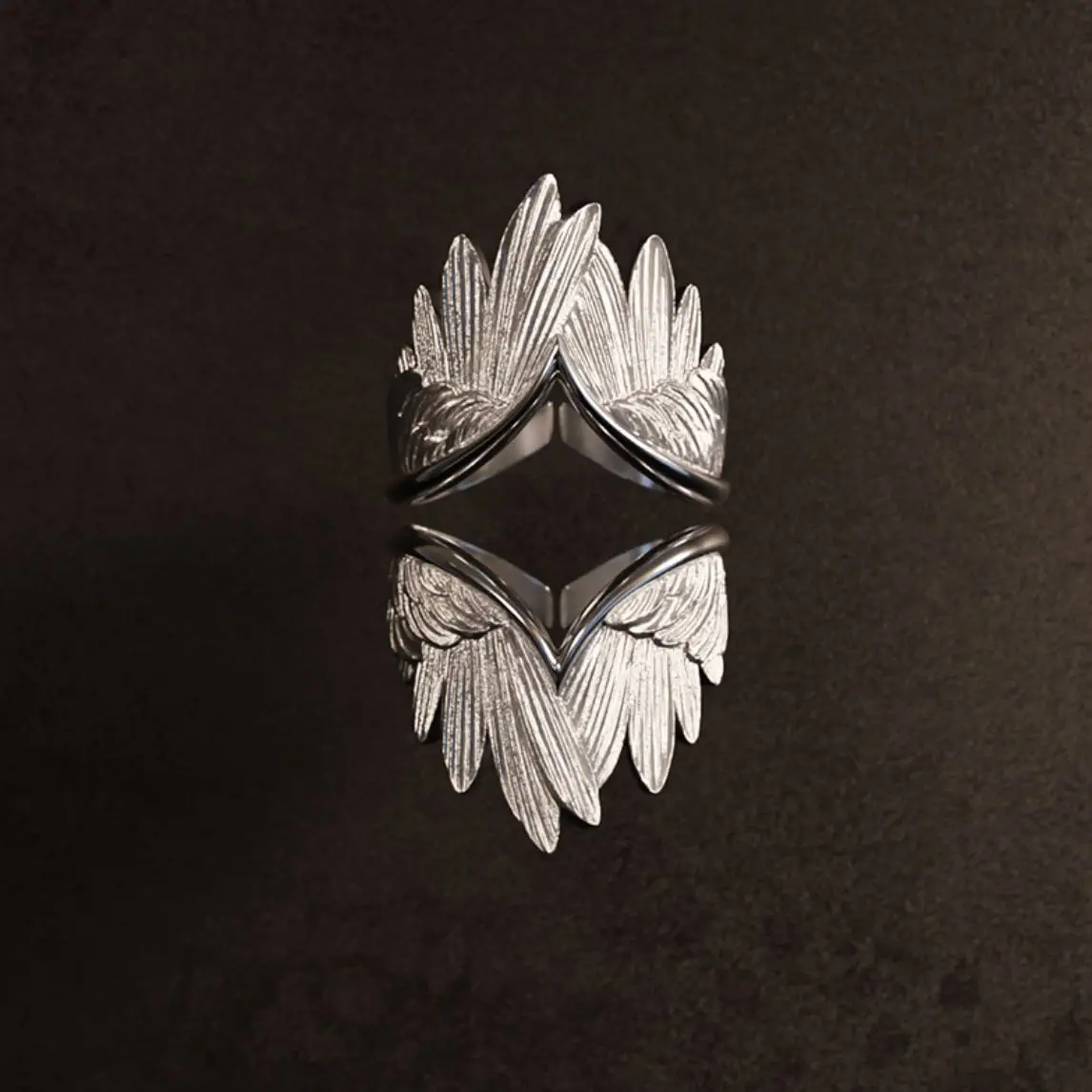 Women's Adjustable Retro Angel Wings Ring