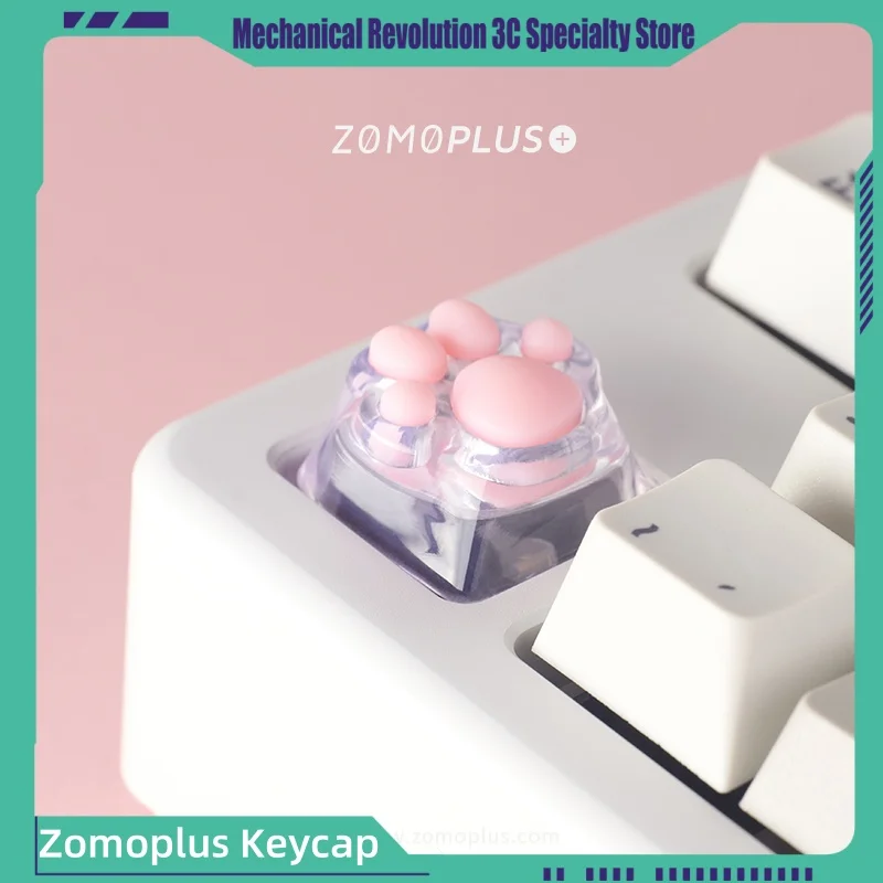 2024new Zomoplus Original Design 3dprinting Christmas Cat Paw Keycap Abs Material Biomimetic Touch Transparent Resin Cute Keycap