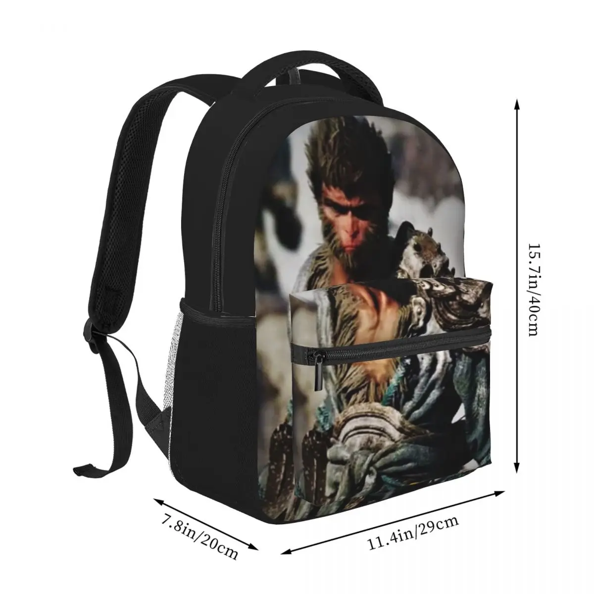 Black Myth-Sac à dos Wu Kong Fashion pour enfants et adolescents, cartables pour femmes, sac à dos de voyage pour ordinateur portable, 16 pouces