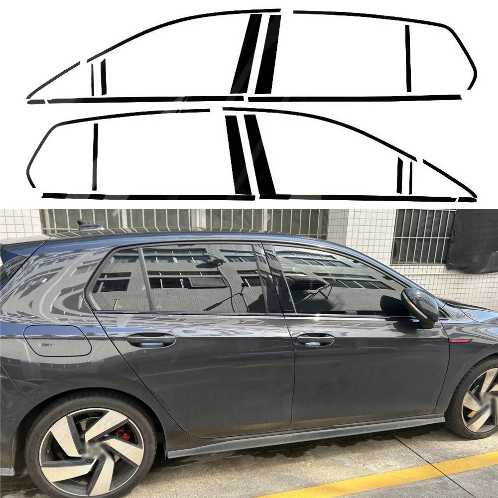 

Chrome Delete Window Trim Sticker For Volkswagen Golf 8 2021-2023 Glossy Black Exterior Decal