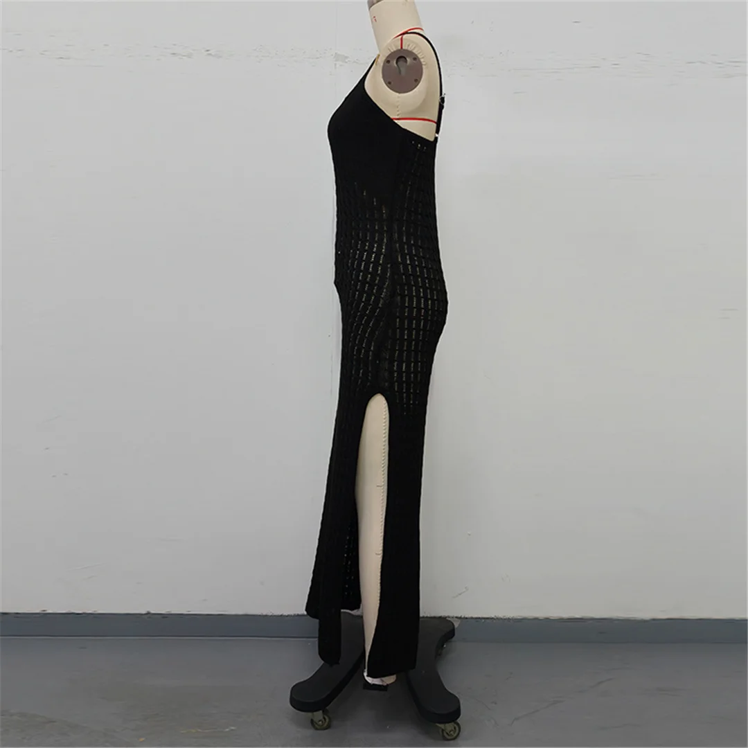 V-Ausschnitt, ärmellos, mit Ausschnitten, gehäkelt, gestrickt, Tunika, Strandkleid, Strandmode, Damen, V7212 – Detail 24