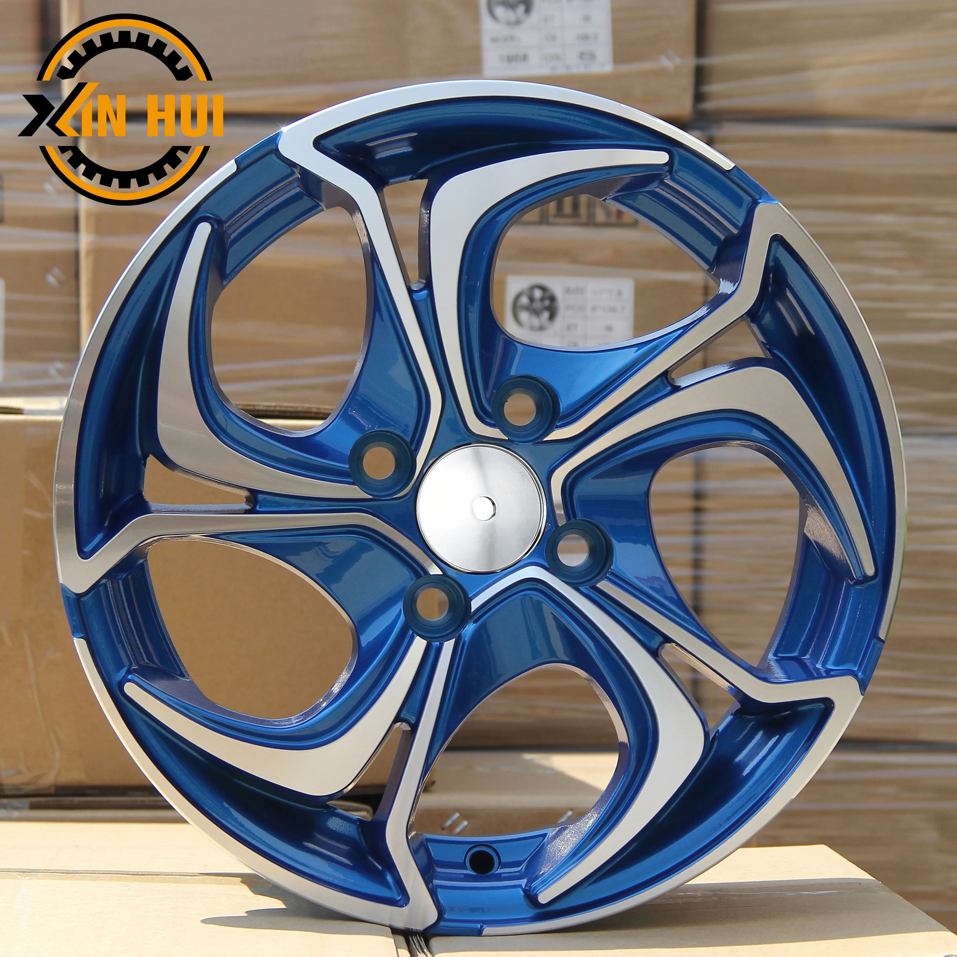 14 15 16 inch alloy wheel with pcd 100-114.3 tuning wheels black machine face JWL VIA TEST