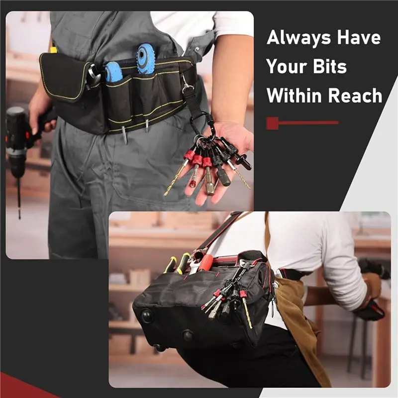 ABMI-Upgrade Drill Bit Holder Key Chain 12Pc, 1/4 Bit Holder For Impact Driver, For Screwdriver & Drill Bits,