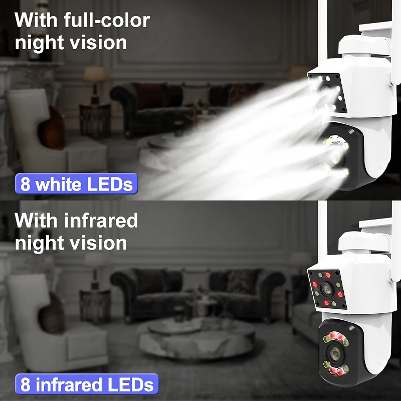 Dual Lens Wireless Camera 3MP Wireless Security Camera Motion Detection Audio Video 1080P HD Surveillence Outdoor CCTV Camera