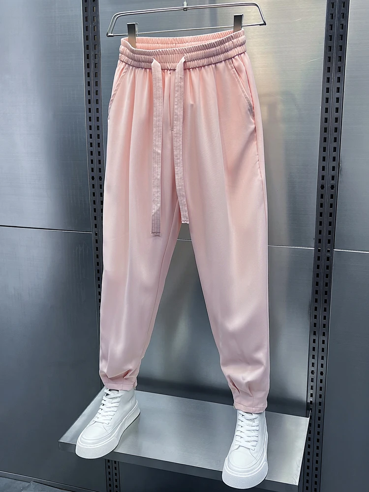 

Men's Summer Ice Silk Drape Casual Khakis Youth Loose Large Size Harlan Pants Color Versatile Sports Pants