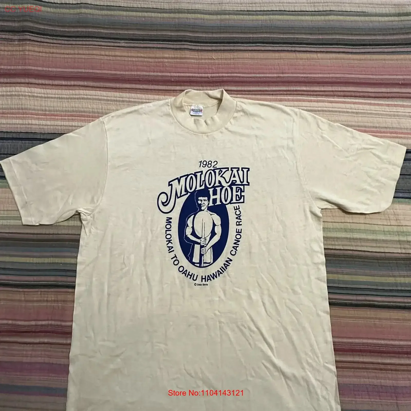 Camiseta vintage Crazy T Shirt Bankoh Molokai Hoe 1982 Canoe Race, talla mediana, vintage, lavada, informal, versátil, gráfica, unisex, elegante